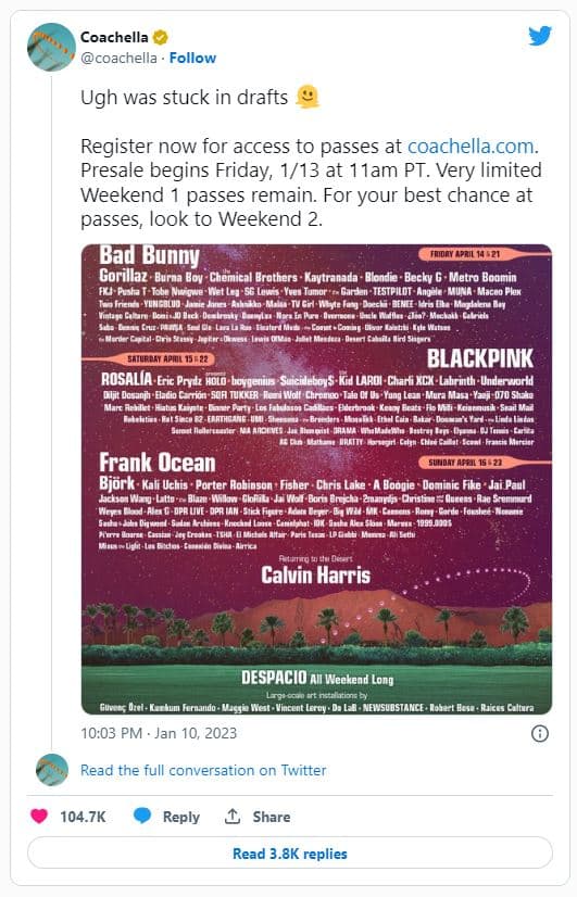 Подтверждено, что BLACKPINK станут хедлайнерами Coachella 2023 