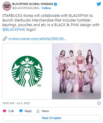 Компания Starbucks анонсировала новую коллаборацию с BLACKPINK