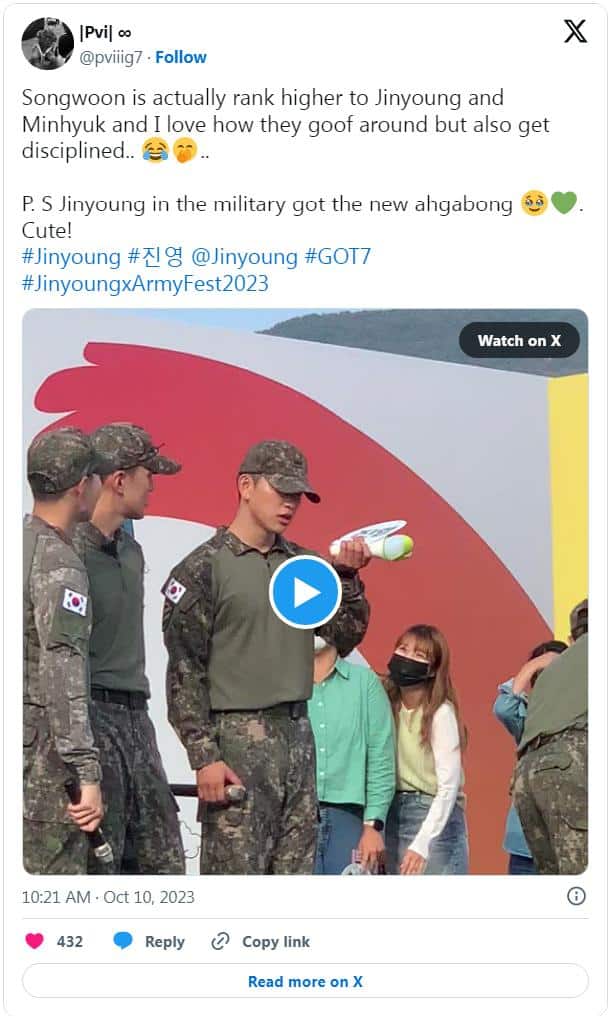 Джинён из GOT7 привлек внимание армейскими фото и видео с «2023 Army Festival»