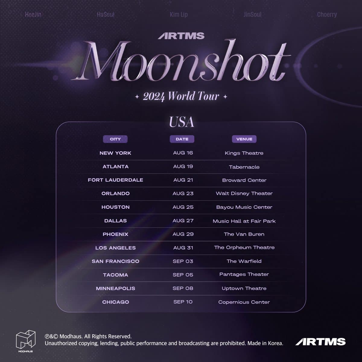ARTMS объявили даты мирового тура «Moonshot» в 12 городах США