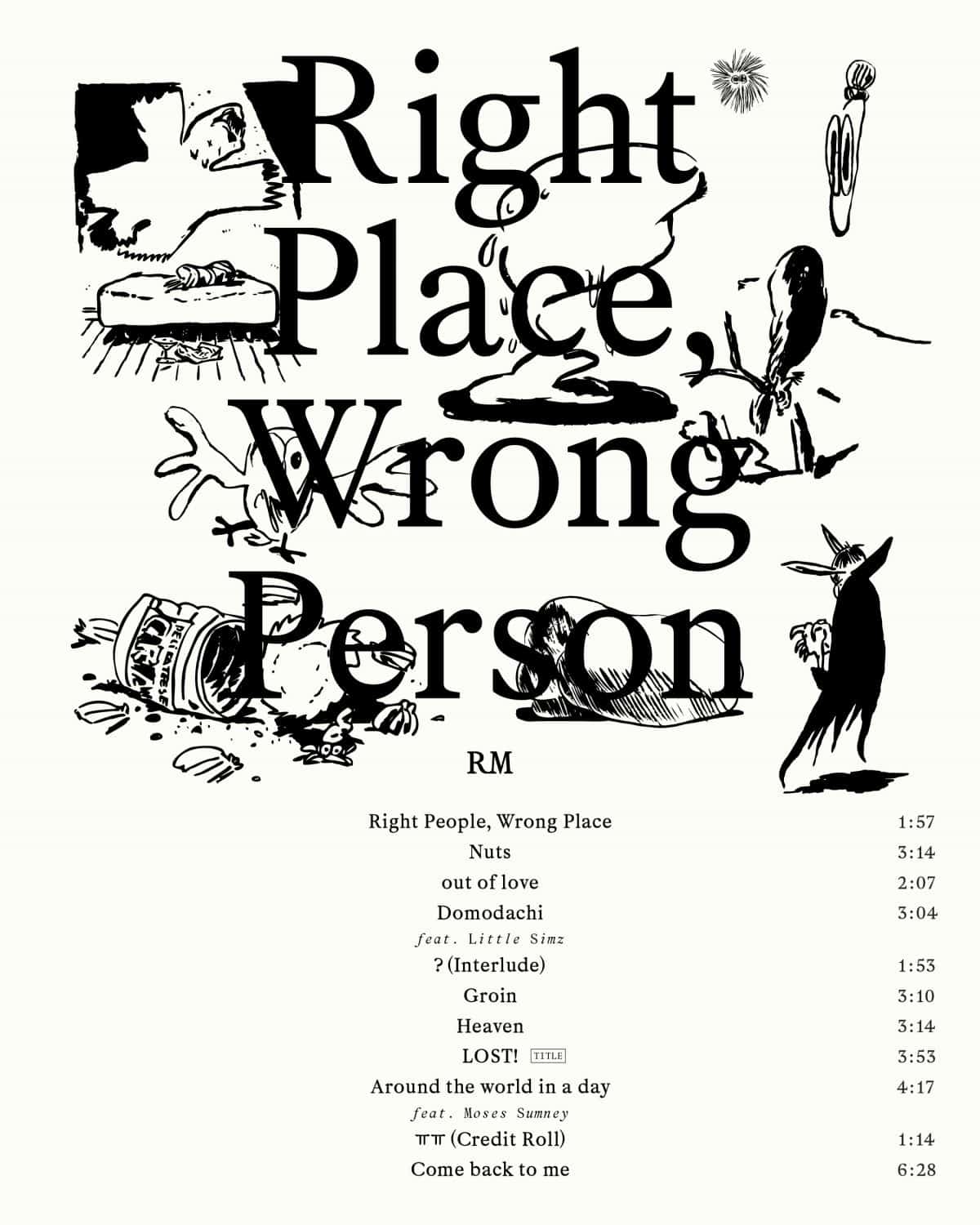 RM из BTS представил трек-лист своего нового сольного альбома «Right Place, Wrong Person»