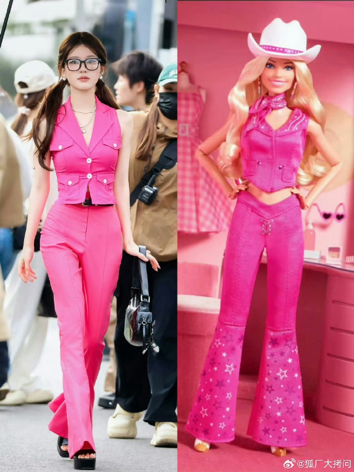 Чжао Лу Сы в образе куклы Барби на съёмках дорамы