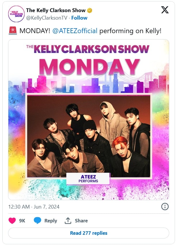 ATEEZ выступят на «The Kelly Clarkson Show» на следующей неделе