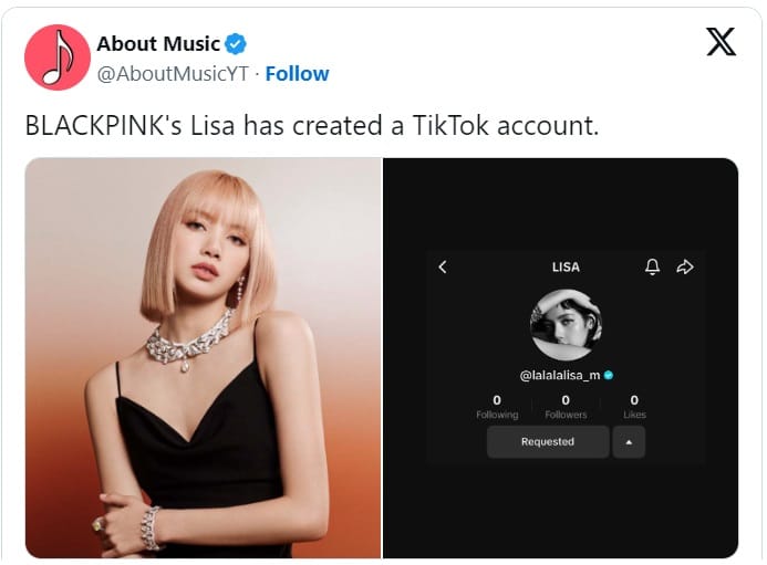 Лиса из BLACKPINK официально открыла аккаунт в TikTok