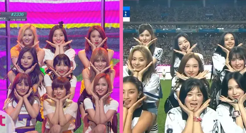 TWICE поразили своими энергичными выступлениями во время перерыва матча между Tottenham Hotspur и Team K League