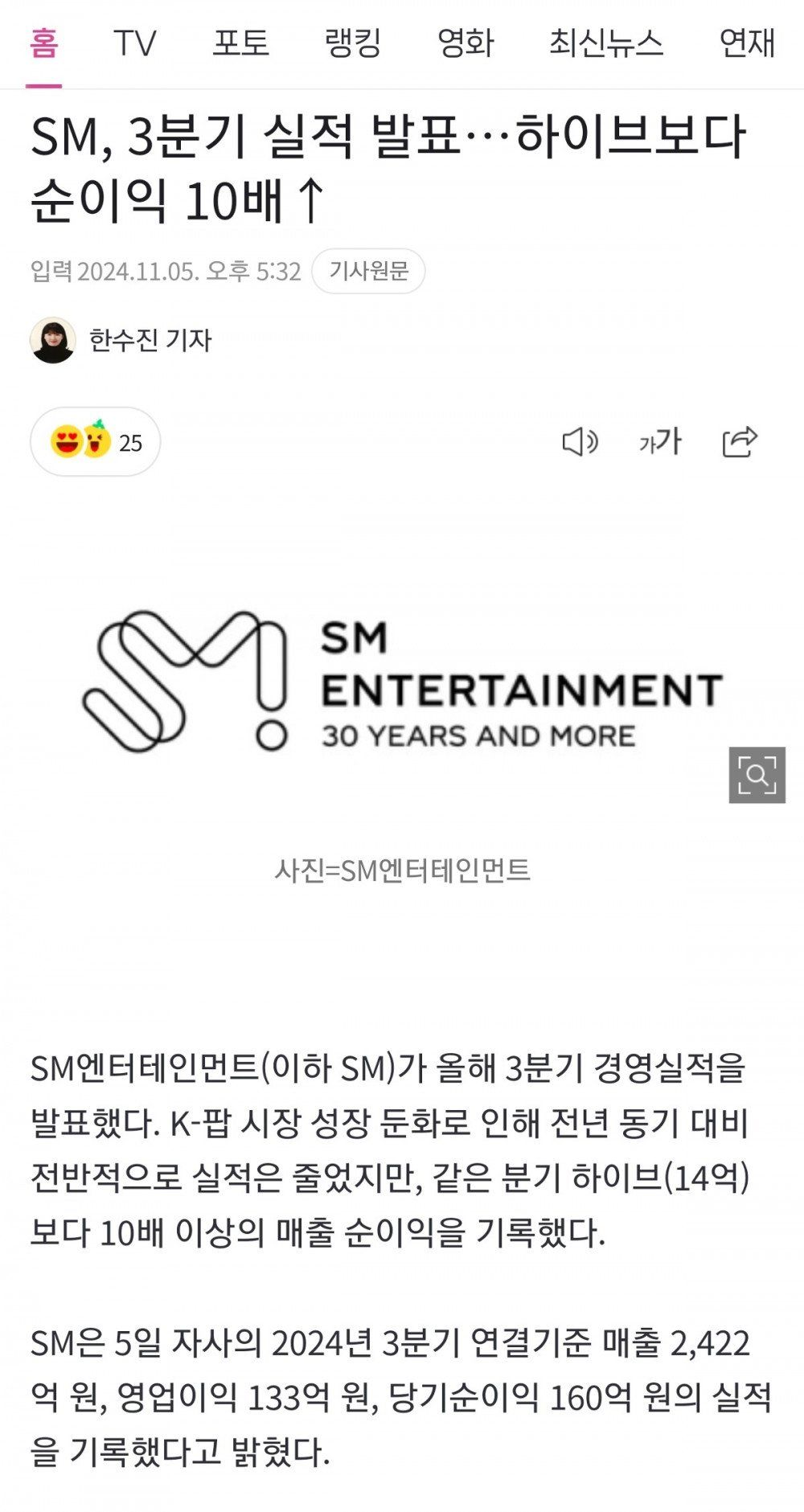 [DISQUS] Реакция нетизенов на то, что прибыль SM Entertainment за третий квартал выше прибыли HYBE в 10 раз + хвалят подробный отчет по деятельности aespa